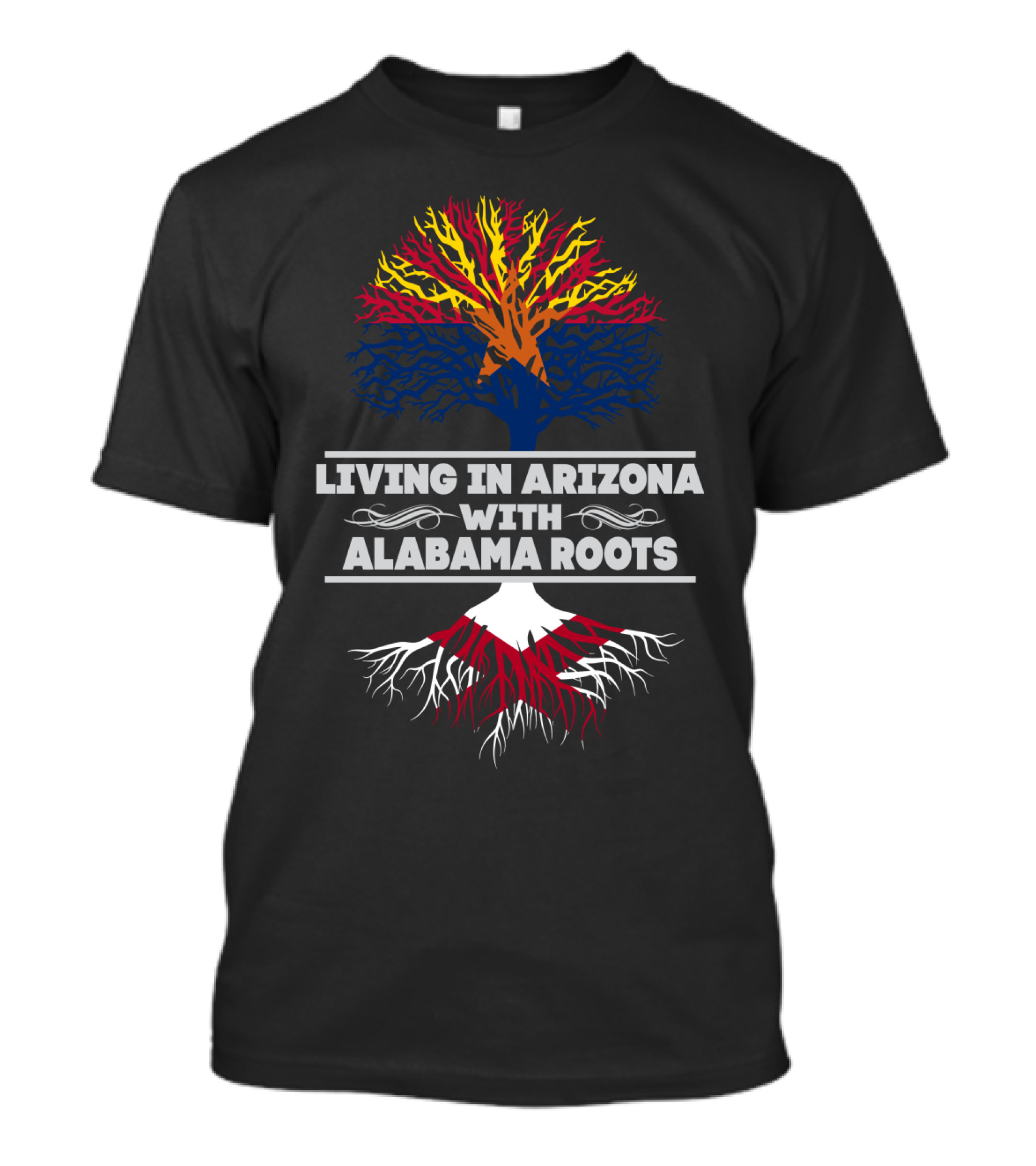 Living In Arizona With Alabama Roots Colorful Tree T-Shirt