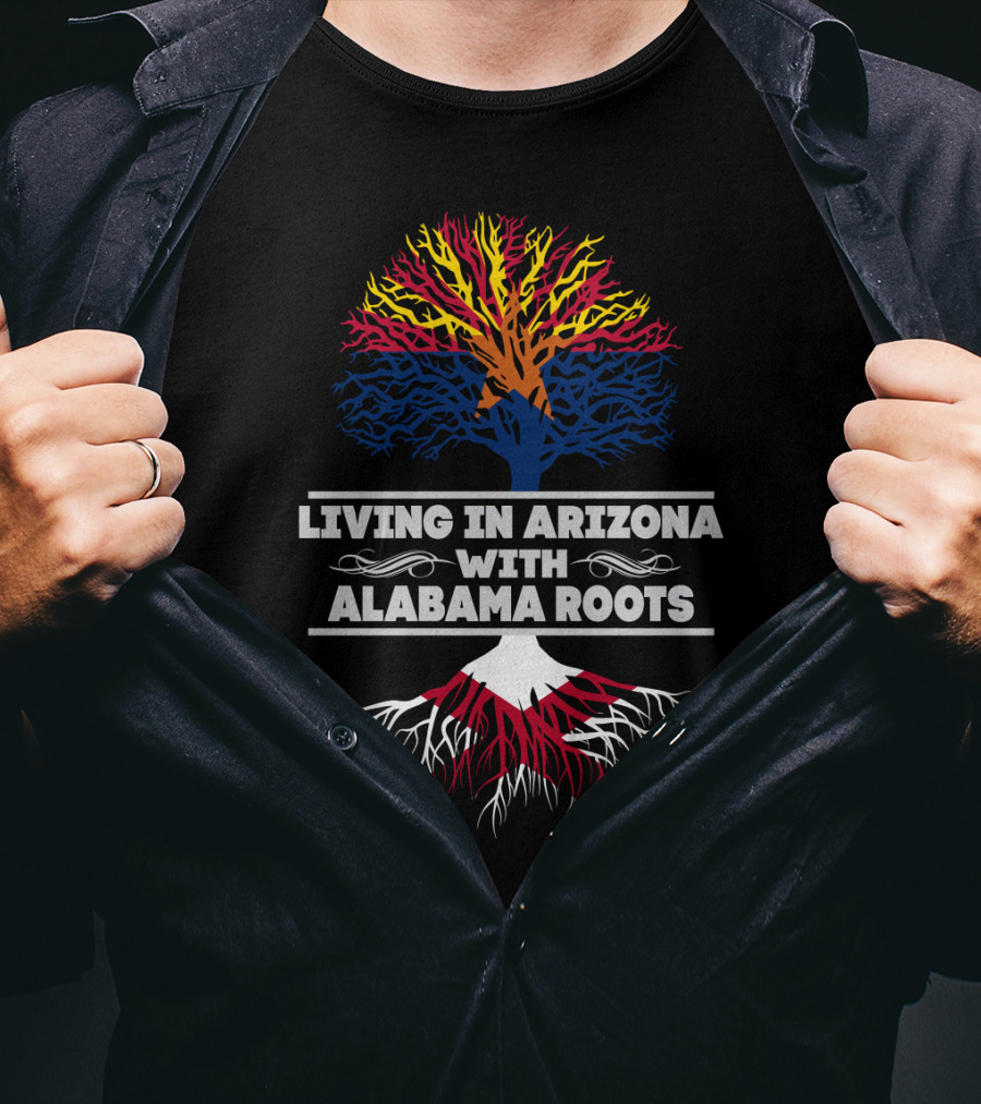 Living In Arizona With Alabama Roots Colorful Tree T-Shirt
