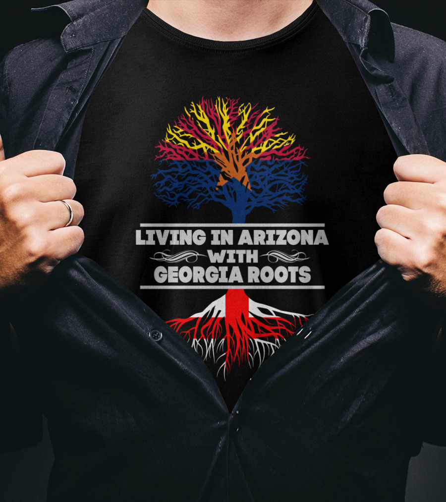 Arizona And Georgia Pride: Blending State Roots With Symbolic Tree T-Shirt