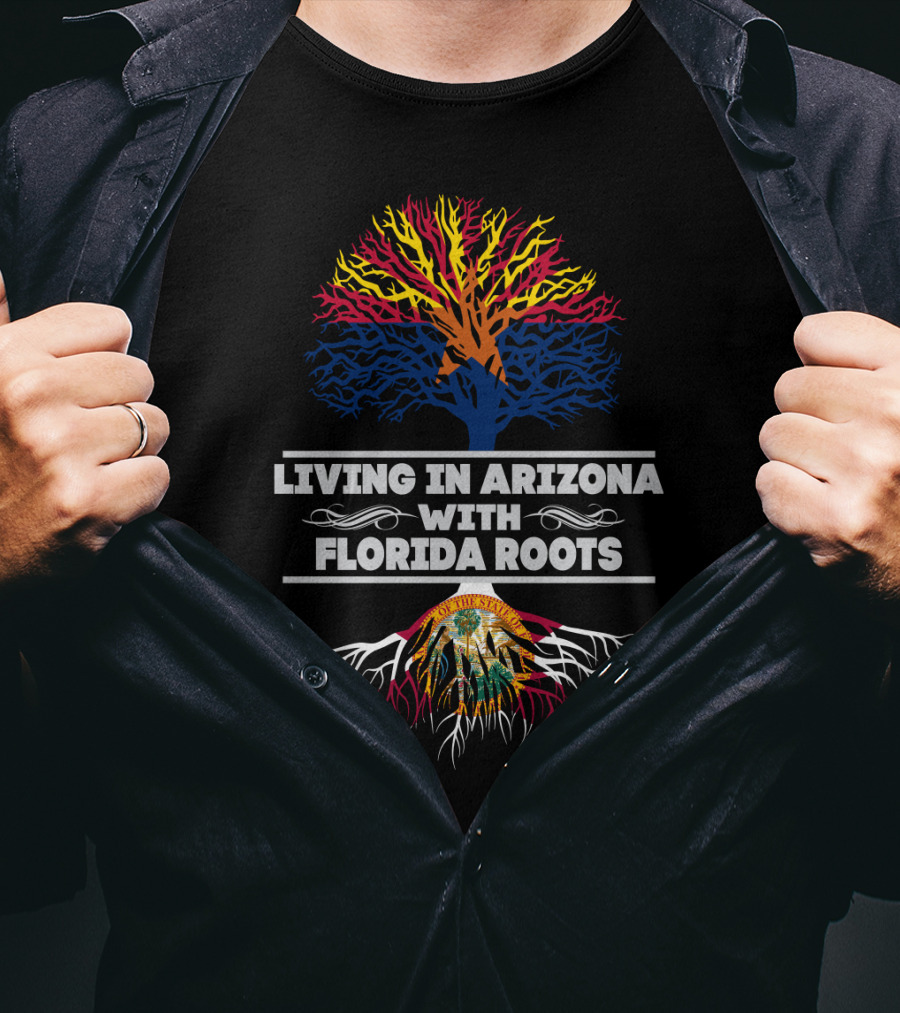 Celebrating State Pride: Living In Arizona With Deep Florida Roots And Bold Colorful Tree T-Shirt