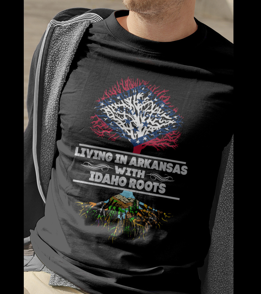 Living In Arkansas With Idaho Roots Flag Tree T-Shirt