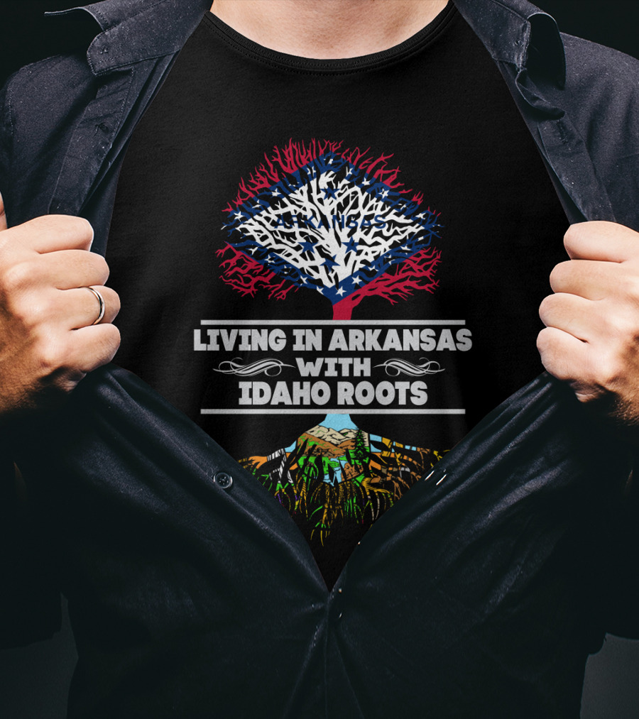 Living In Arkansas With Idaho Roots Flag Tree T-Shirt