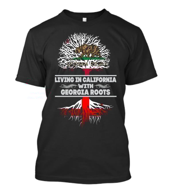 Living In California With Georgia Roots Bear Flag Tree T-Shirt
