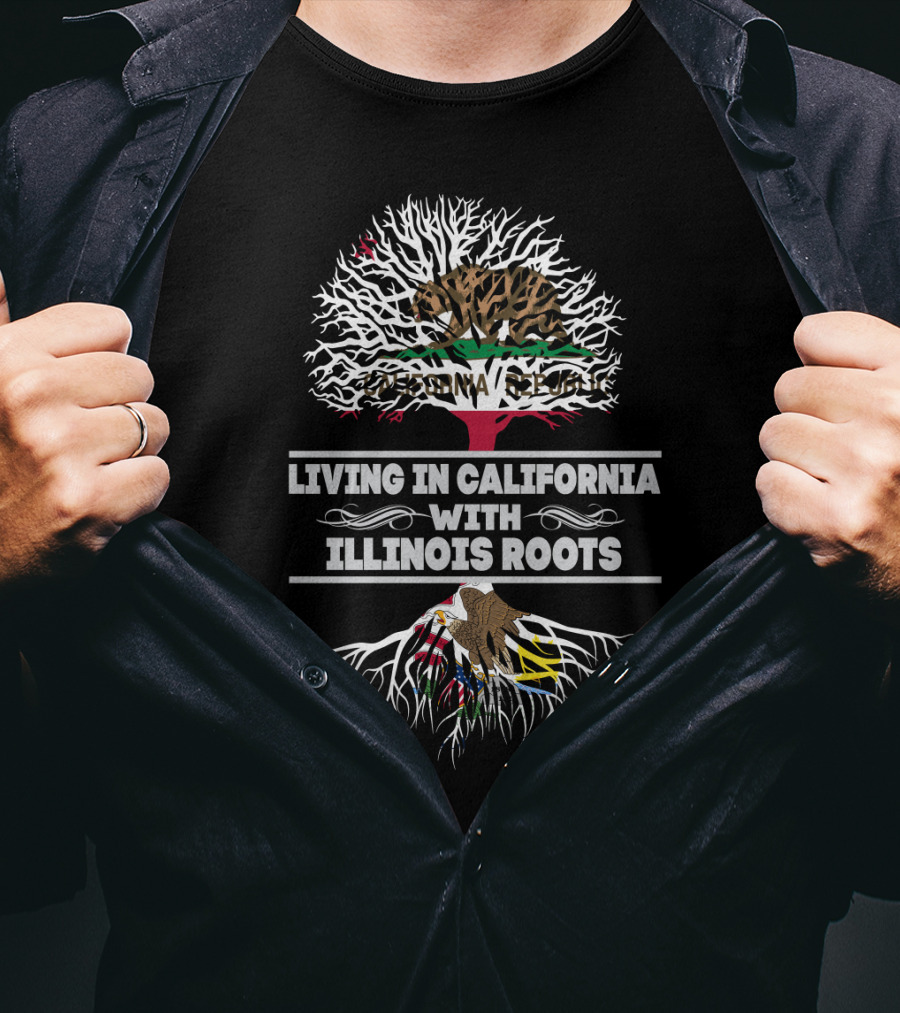California Republic Bear Living In California With Illinois Roots Eagle T-Shirt