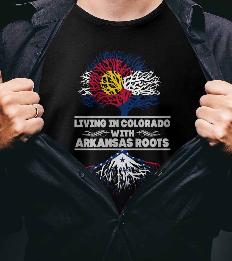 Colorado Flag Tree With Arkansas Roots Theme Living In Colorado With Arkansas Roots T-Shirt