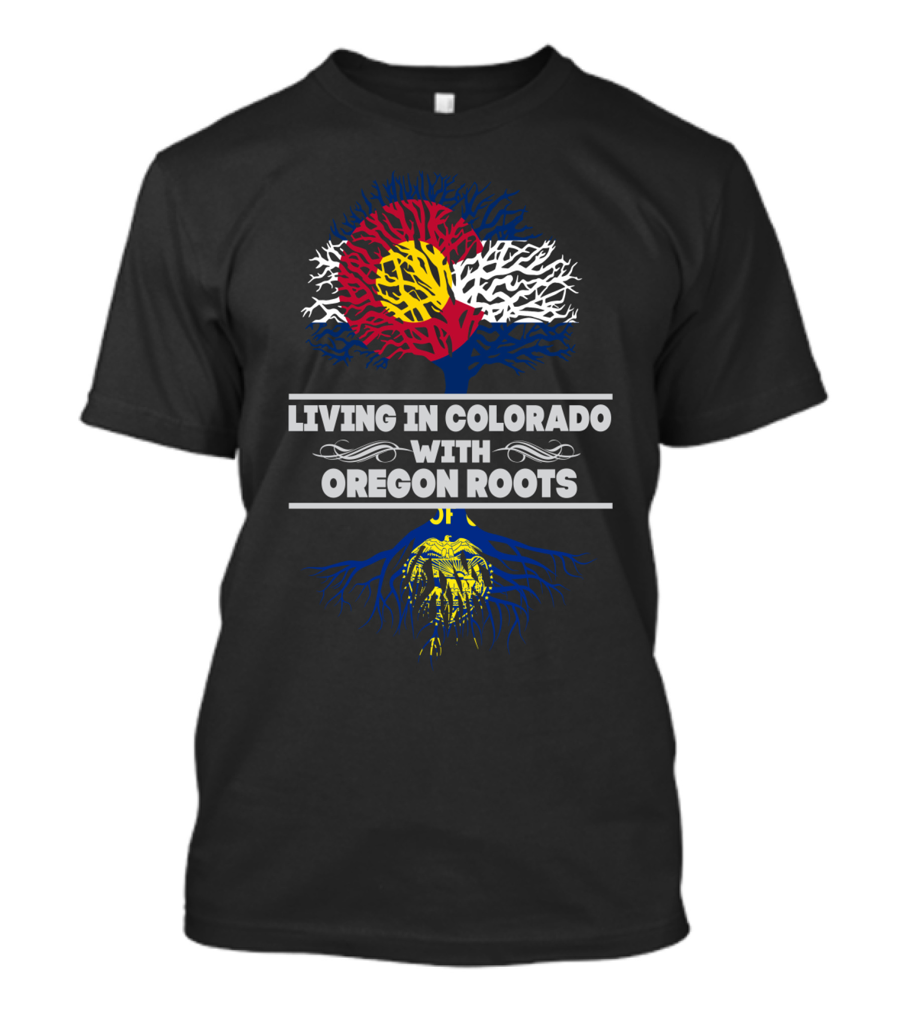 Colorado Flag Tree With Oregon Roots Connection T-Shirt