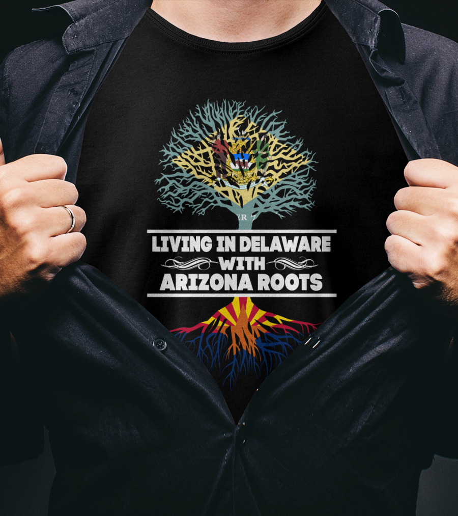 Tree Symbolizing The Connection Of Living In Delaware With Arizona Roots T-Shirt