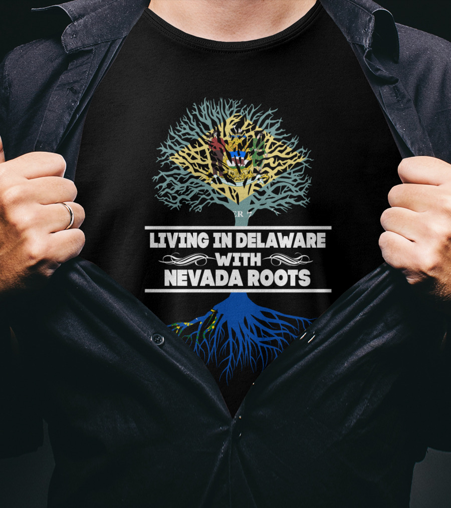 Delaware Living Nevada Roots Tree Graphic With State Symbolism T-Shirt