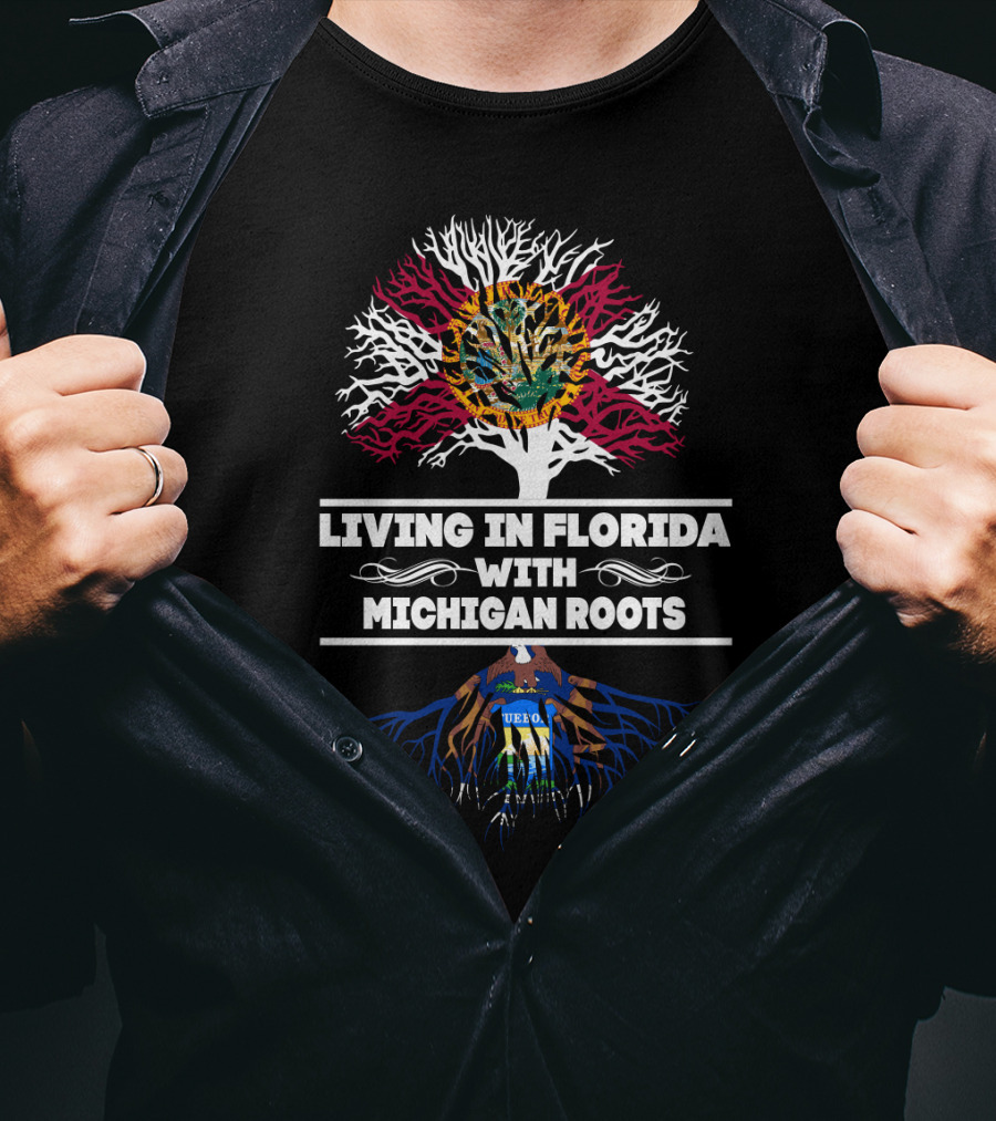 Florida Lifestyle With Deep Michigan Connections Emphasized By Iconic State Symbols T-Shirt