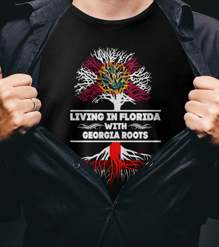 Florida Life And Georgia Heritage With State Seal In Tree Roots T-Shirt