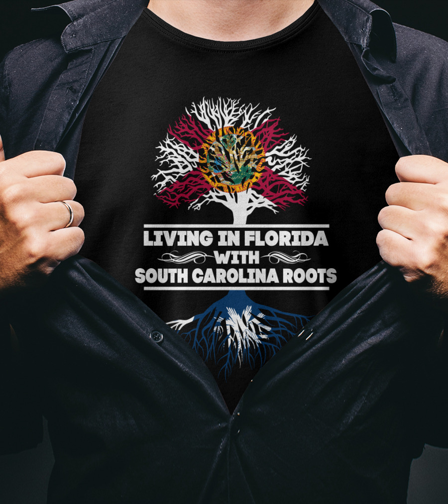 Florida Tree With South Carolina Roots Design Featuring State Flag Influence T-Shirt