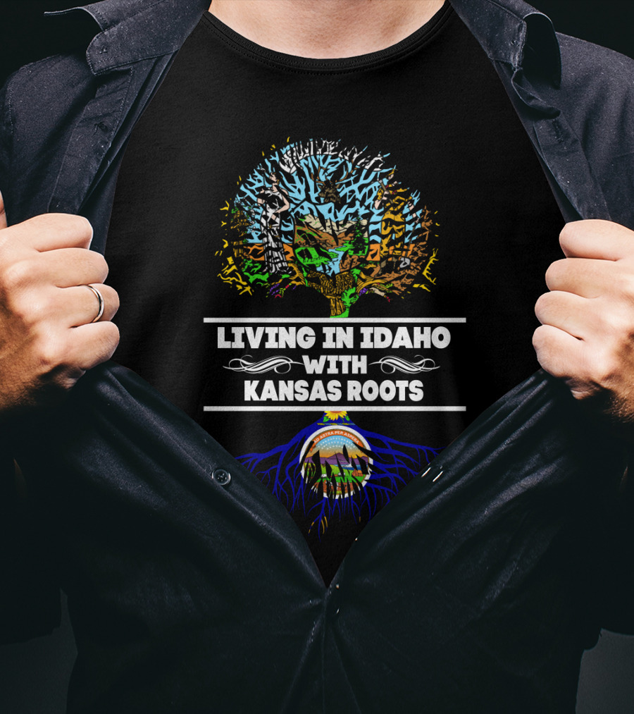 Idaho Living Kansas Roots Tree Art With State Symbols T-Shirt