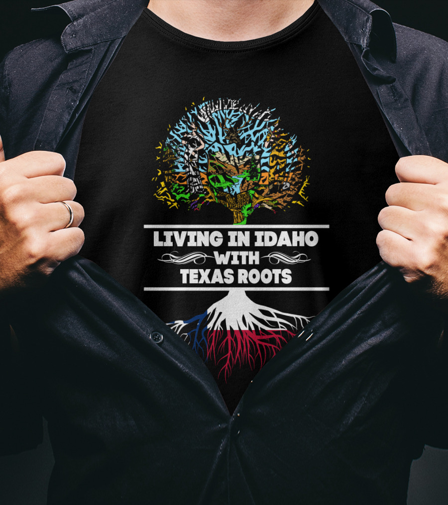 Idaho Living Texas Roots Tree Graphic With Vibrant Colorful T-Shirt