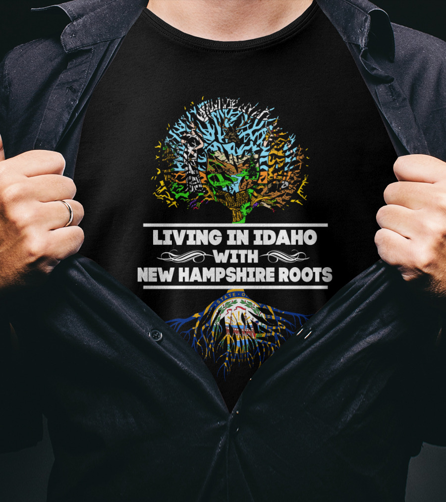 Living In Idaho With New Hampshire Roots Tree And State Seal T-Shirt