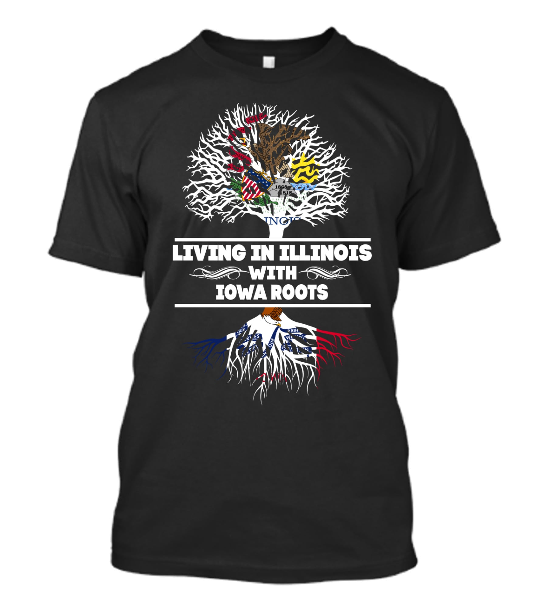 Illinois Flag Tree With Iowa Roots T-Shirt