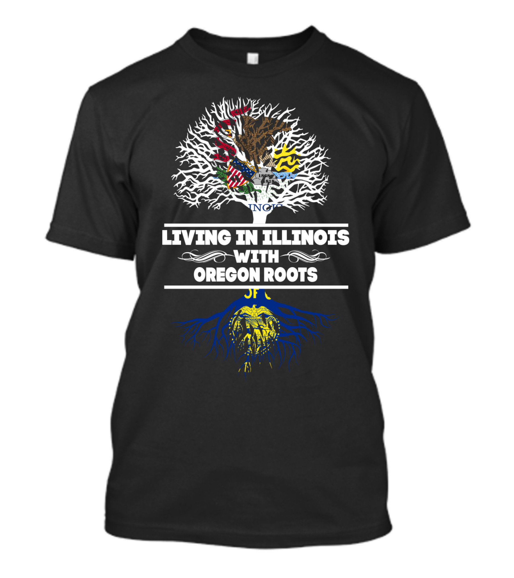 Illinois State Pride With Oregon Heritage Tree Symbolism T-Shirt
