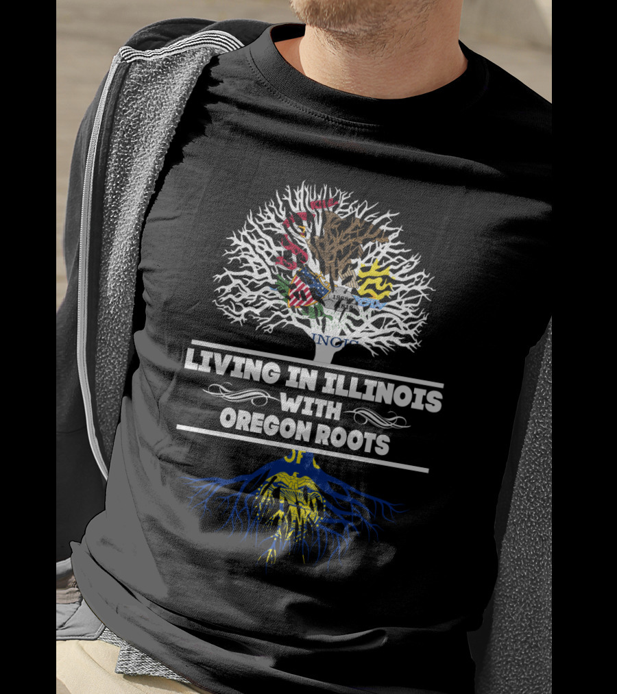 Illinois State Pride With Oregon Heritage Tree Symbolism T-Shirt