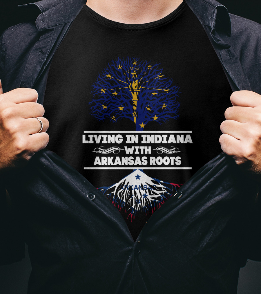 Indiana Life Embracing Arkansas Heritage With Tree And Mountain T-Shirt