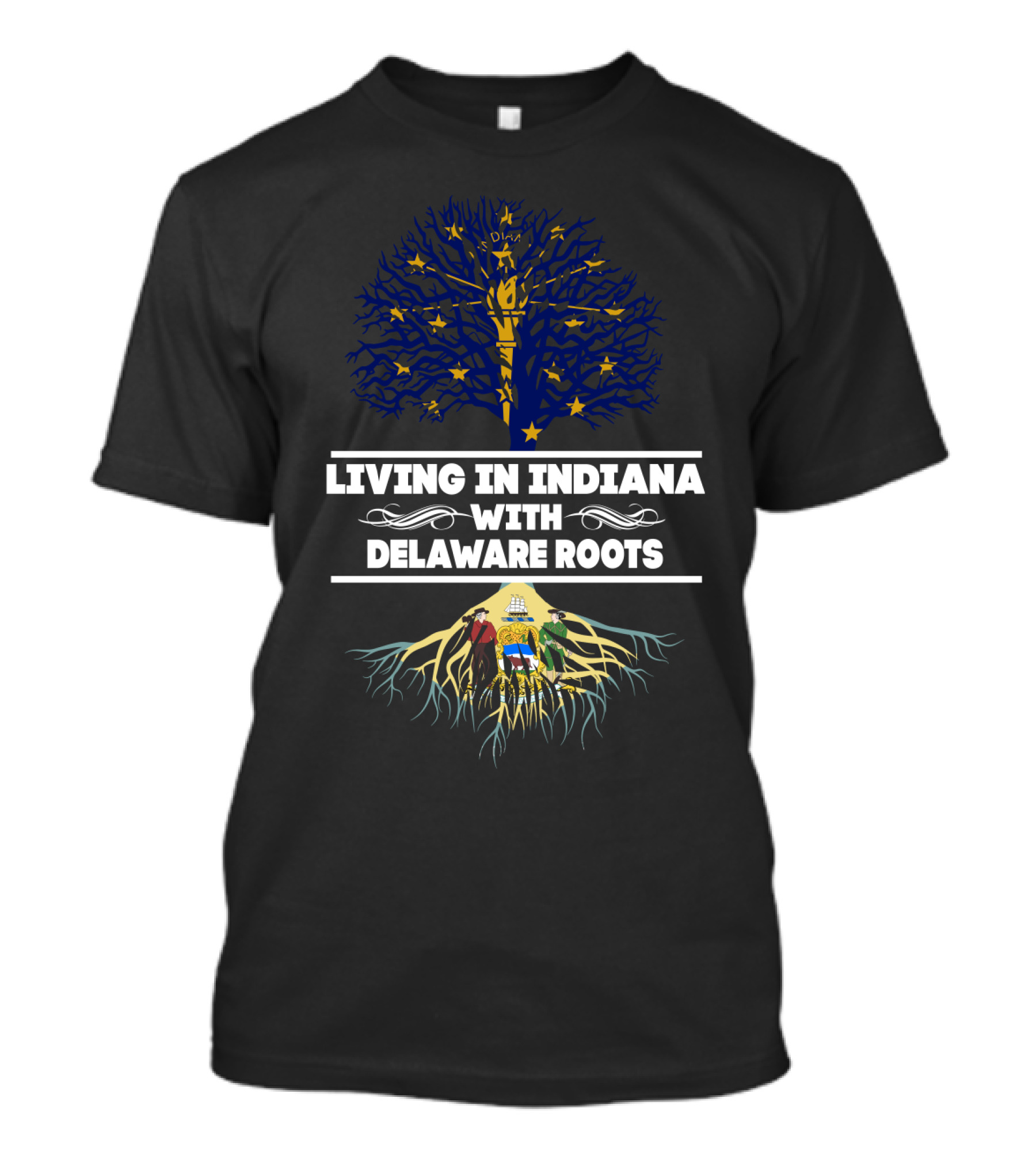 Living In Indiana With Delaware Roots Deep Tree Symbol Connection T-Shirt