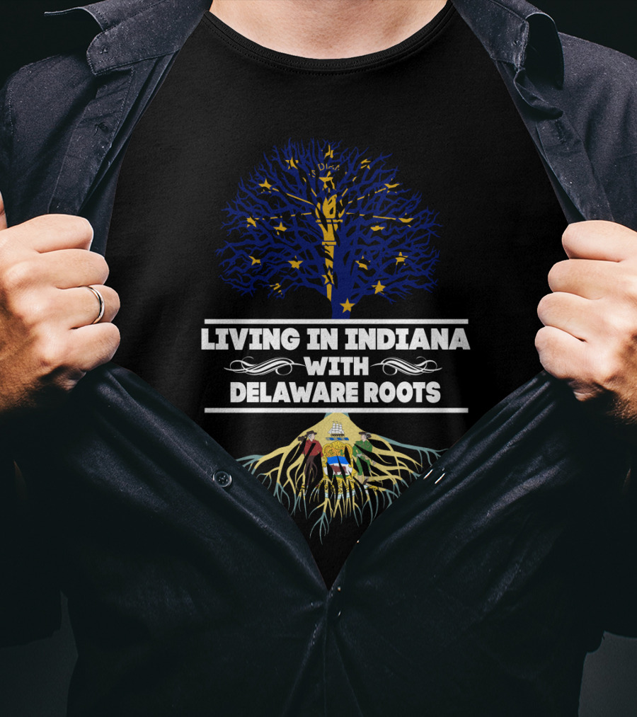 Living In Indiana With Delaware Roots Deep Tree Symbol Connection T-Shirt