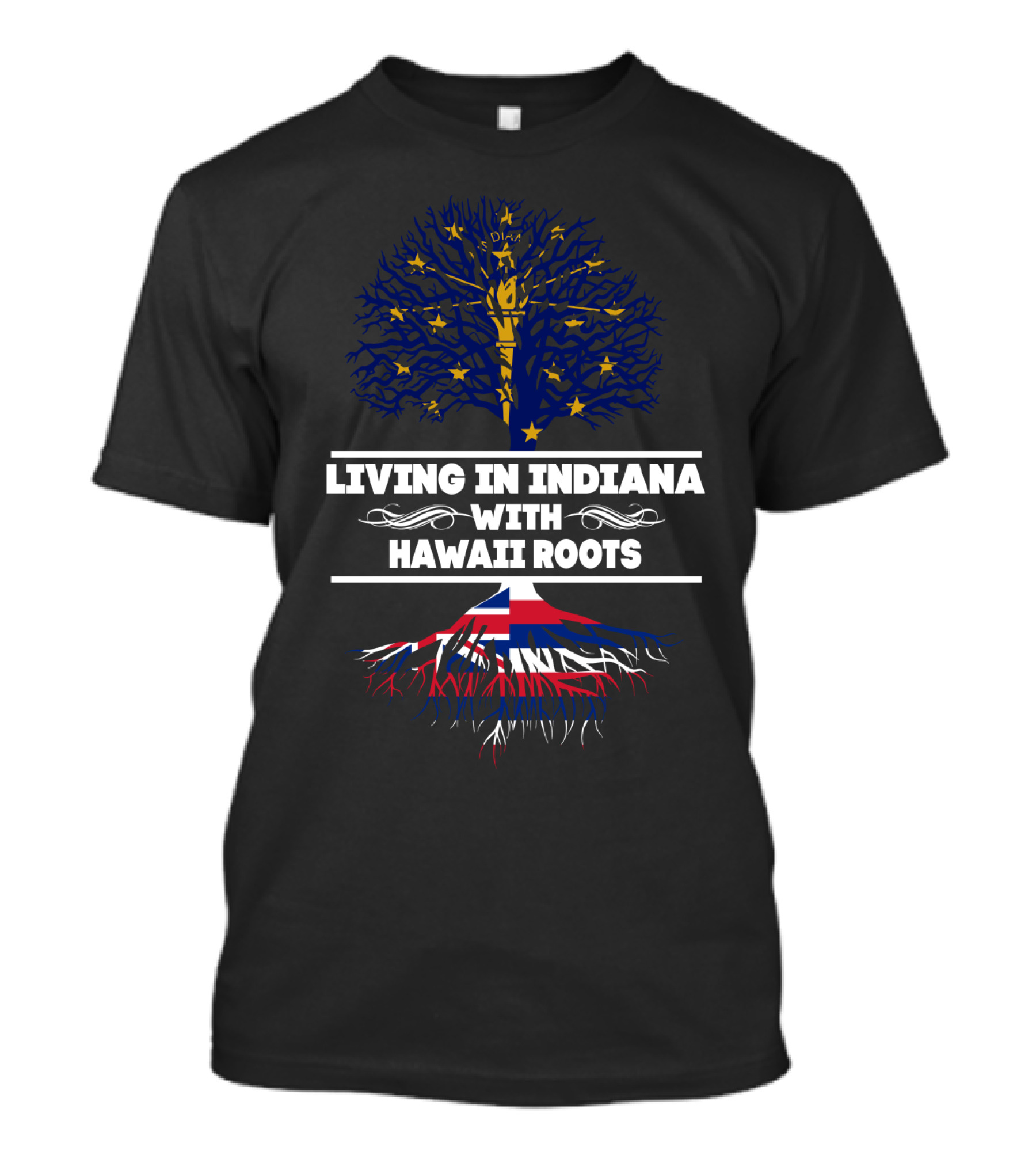 Indiana Heritage And Hawaiian Roots Connection Tree T-Shirt