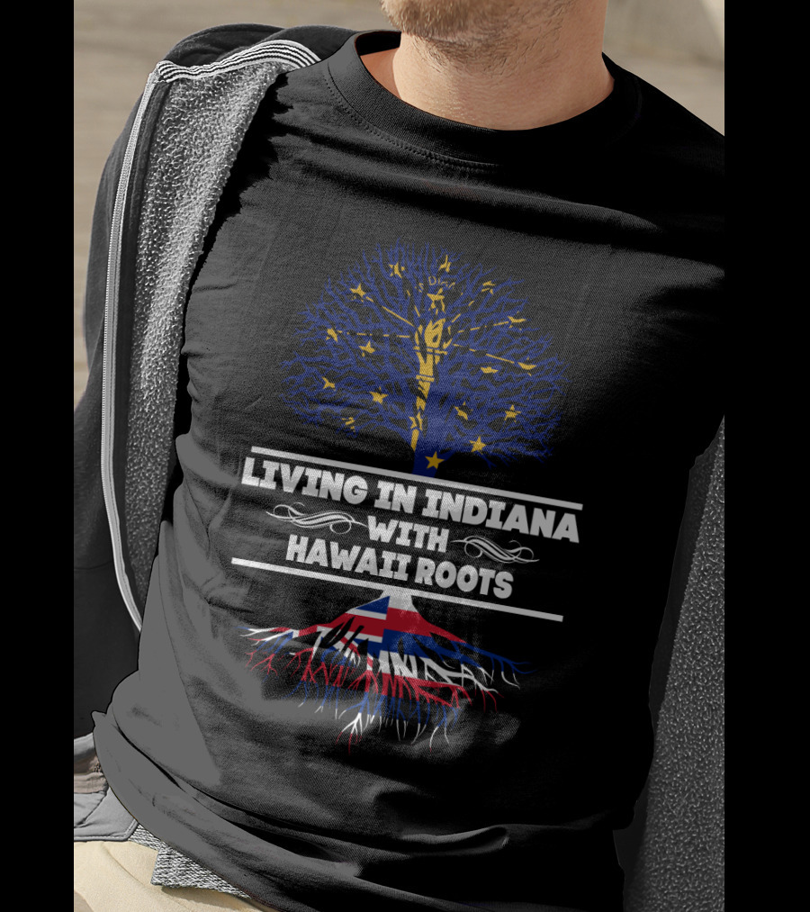 Indiana Heritage And Hawaiian Roots Connection Tree T-Shirt