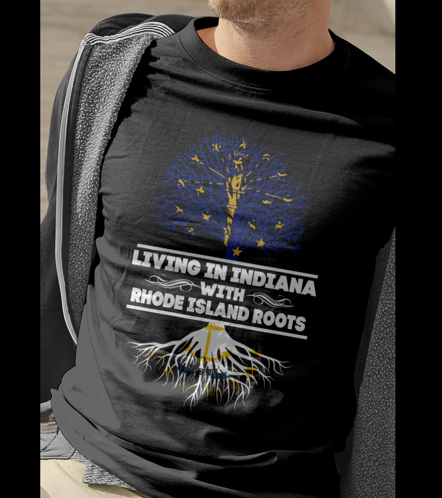 Living In Indiana With Rhode Island Roots Starry Tree T-Shirt