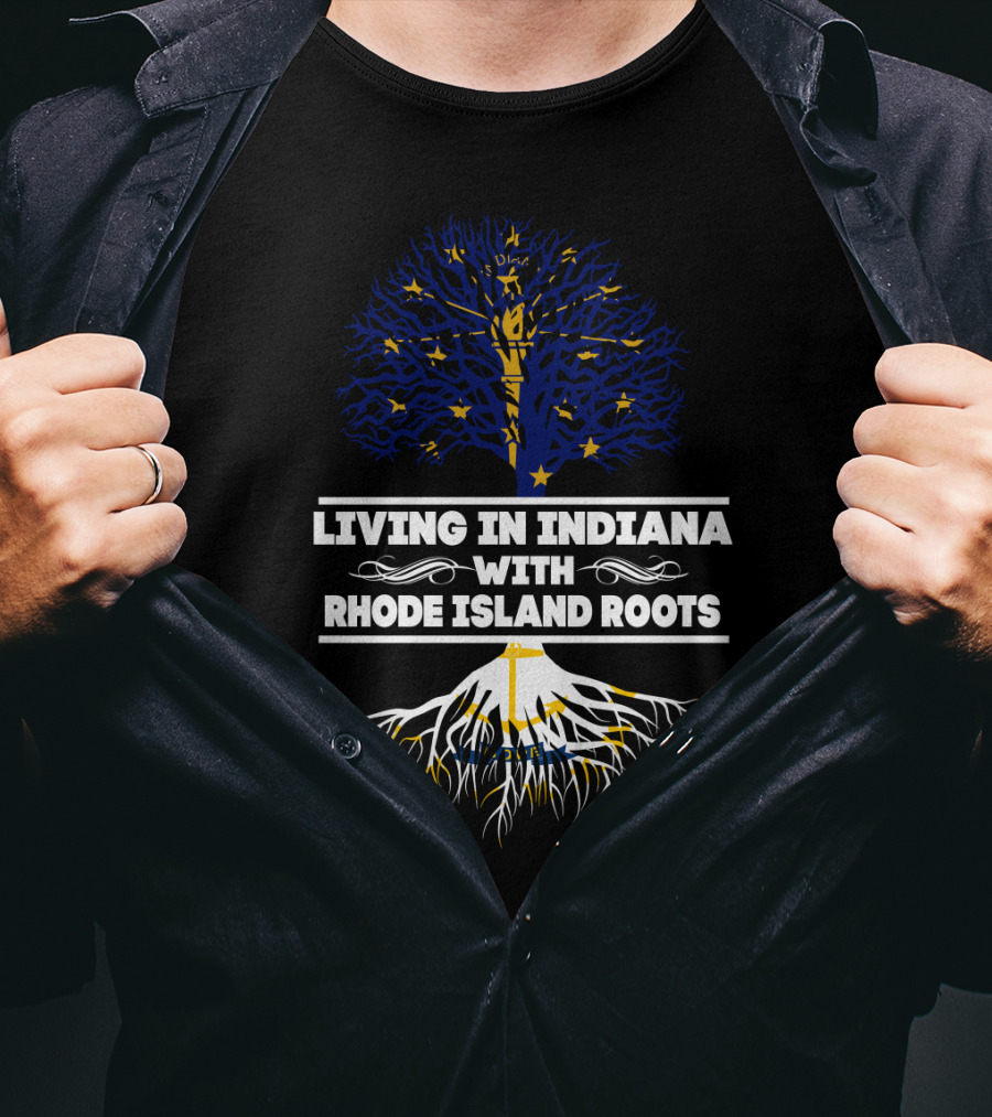 Living In Indiana With Rhode Island Roots Starry Tree T-Shirt