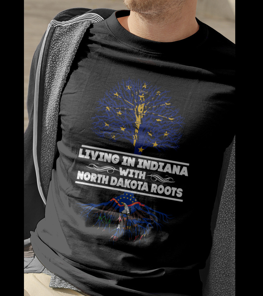 Indiana Pride With North Dakota Connections: Tree And Eagle Imagery Highlighting Cultural Heritage T-Shirt