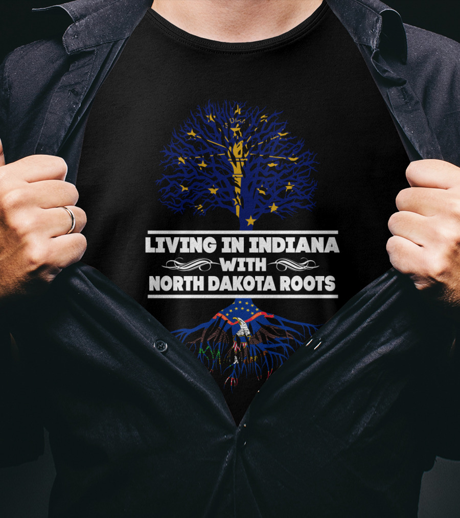 Indiana Pride With North Dakota Connections: Tree And Eagle Imagery Highlighting Cultural Heritage T-Shirt