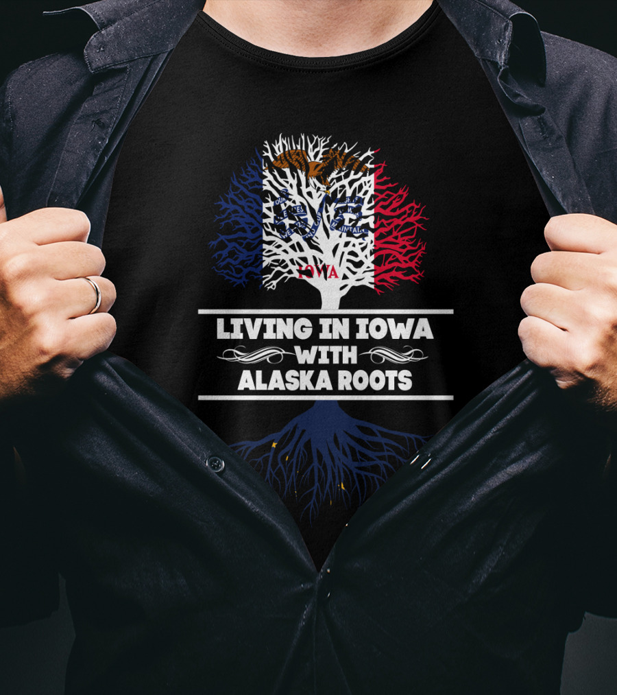 Iowa Proud With Deep Alaska Connections And State Flag T-Shirt