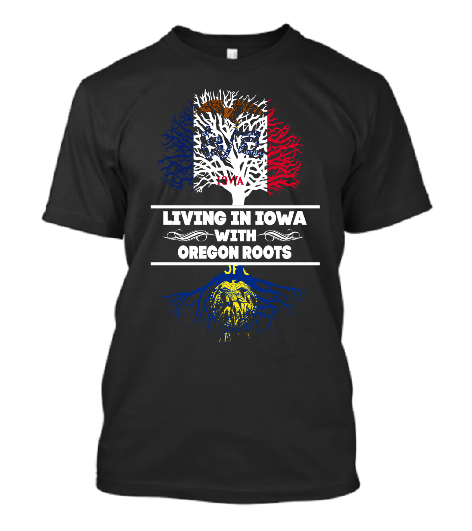 Iowa Pride With Oregon Heritage: Tree And Roots T-Shirt