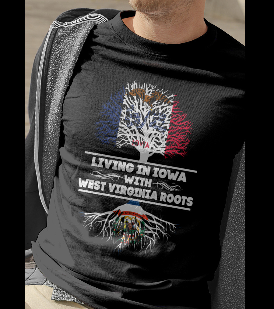 Iowa Living With Proud West Virginia Heritage Tree Flags Icons T-Shirt