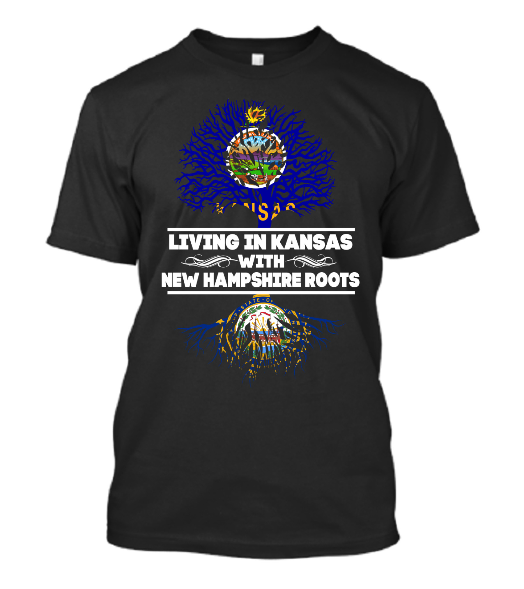 Kansas Pride And New Hampshire Heritage United By Roots And Emblems T-Shirt