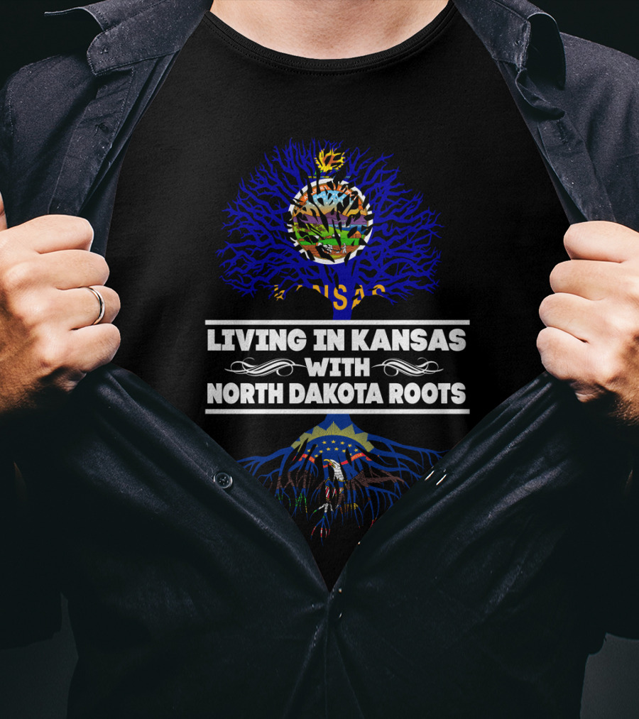 Kansas Life With Deep North Dakota Heritage Featuring State Emblems T-Shirt