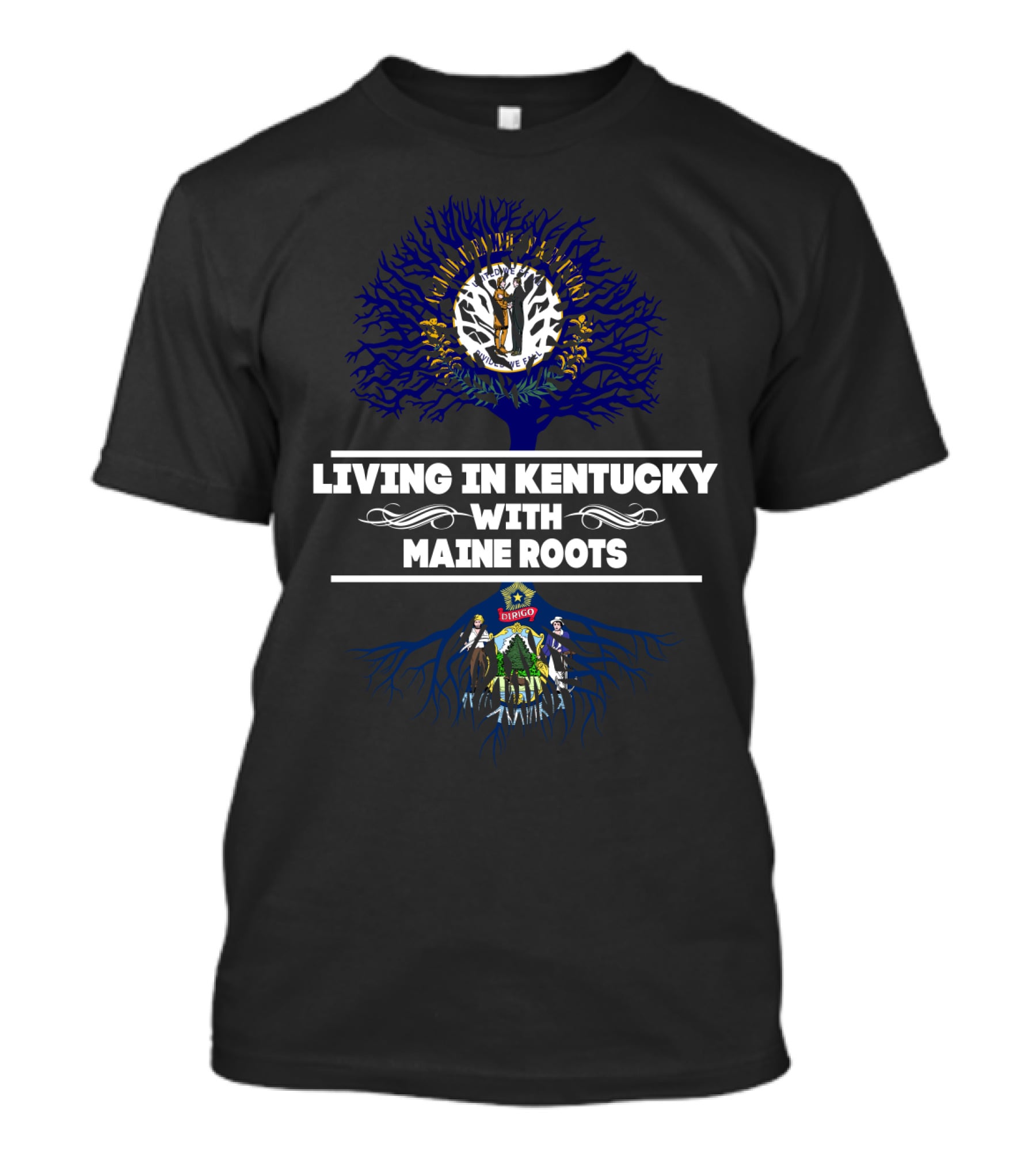 Kentucky Residency With Deep Maine Heritage Tree T-Shirt