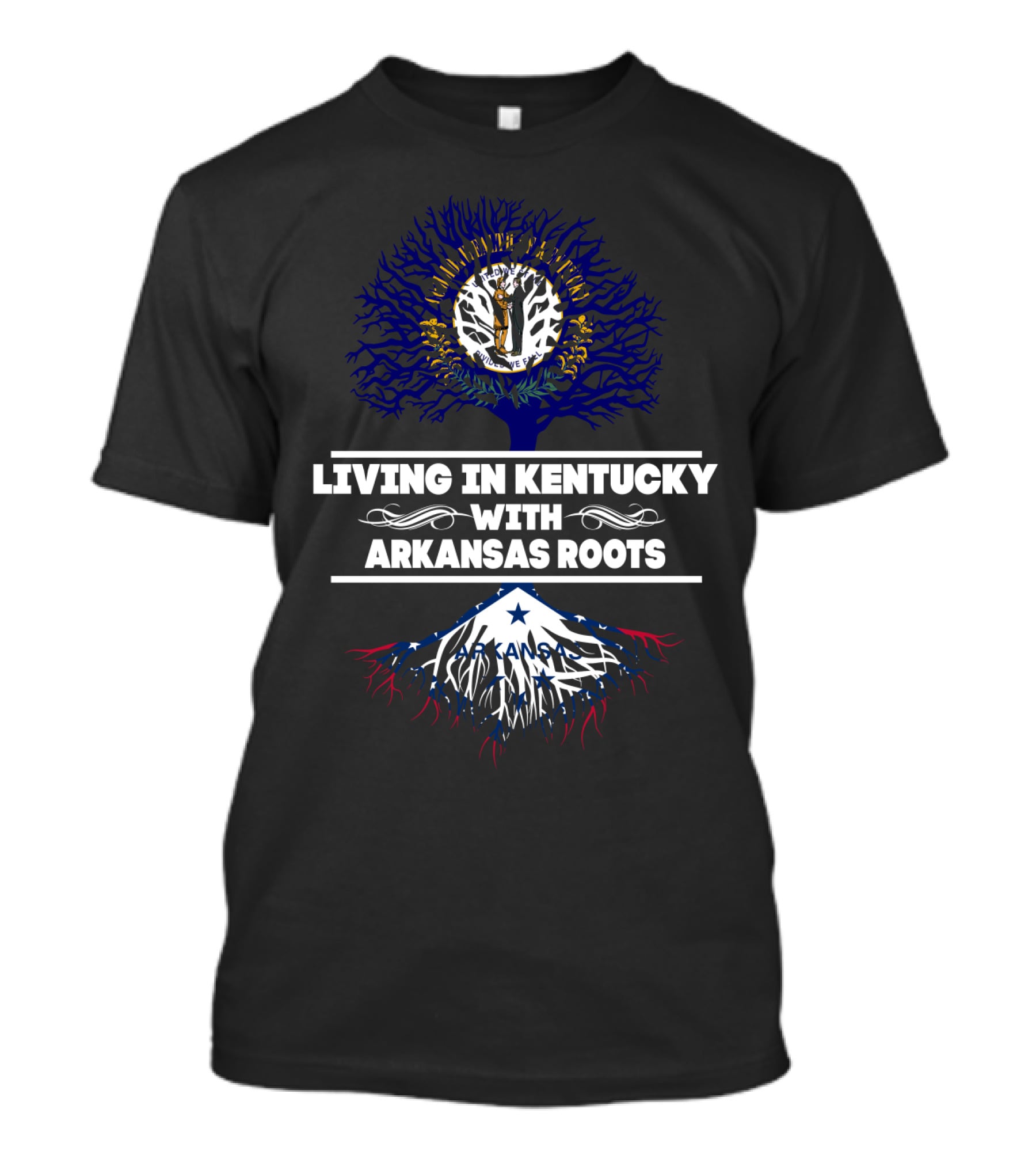 Kentucky And Arkansas Heritage Tree Design With State Roots Connection T-Shirt