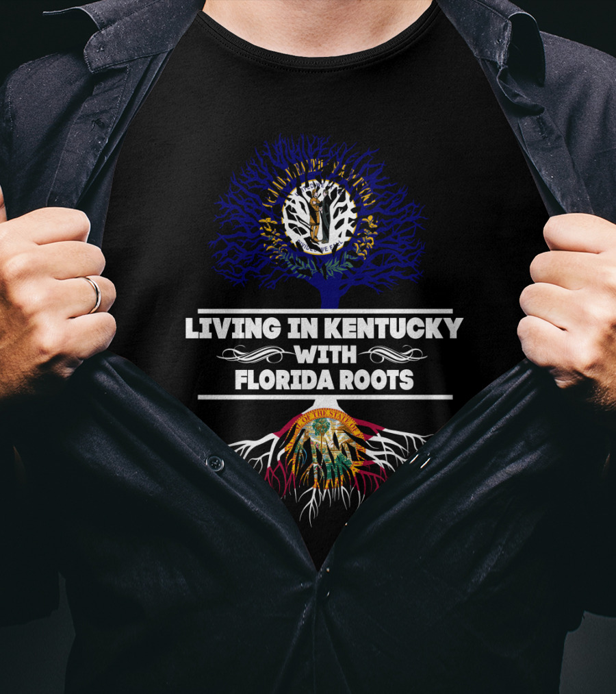 Living In Kentucky With Florida Roots Tree And State Seal T-Shirt