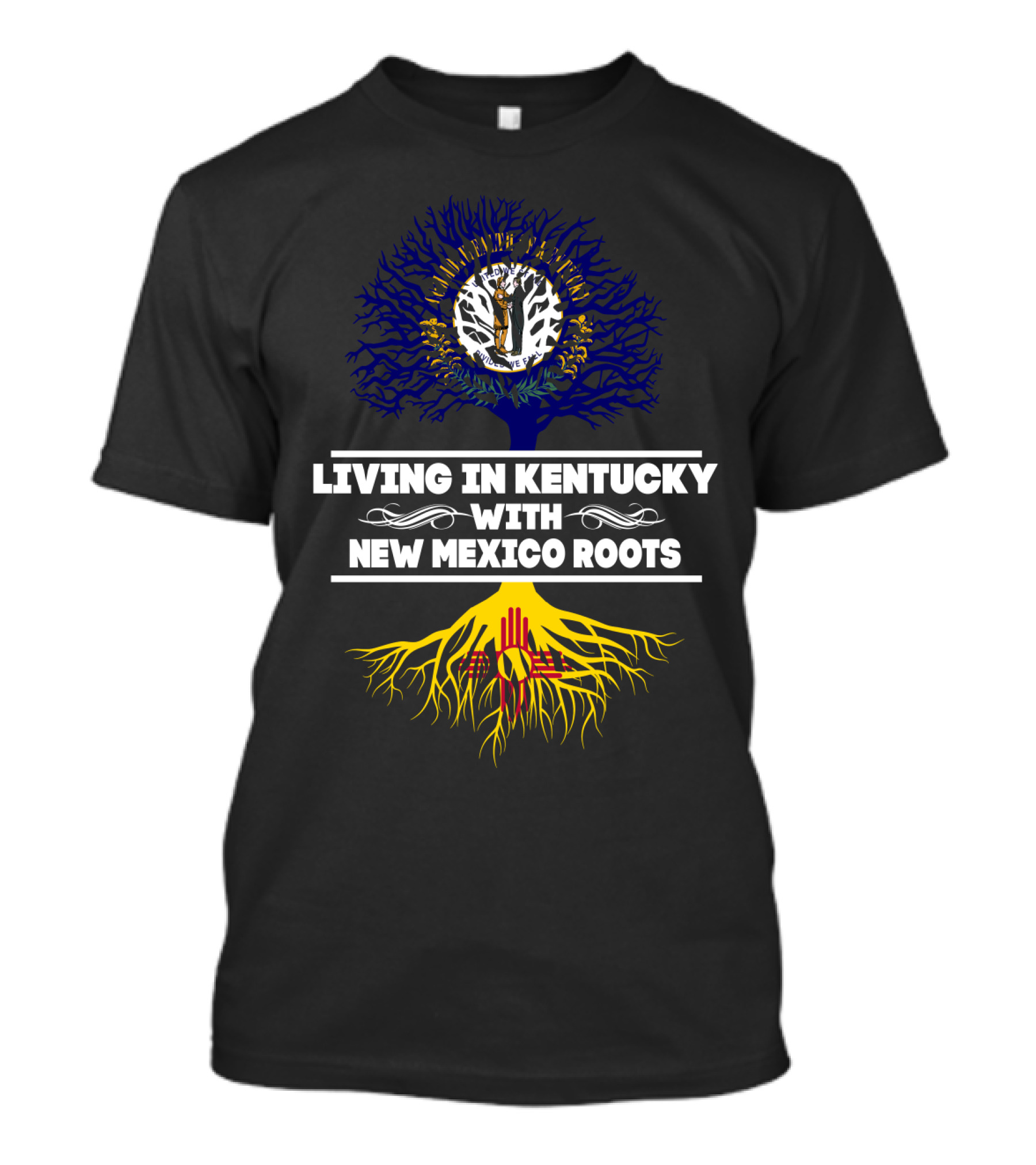 Living In Kentucky With New Mexico Roots Zia Symbol Tree T-Shirt