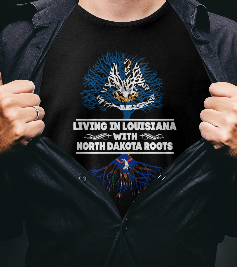 Louisiana Pelican And North Dakota Eagle Roots Connection T-Shirt