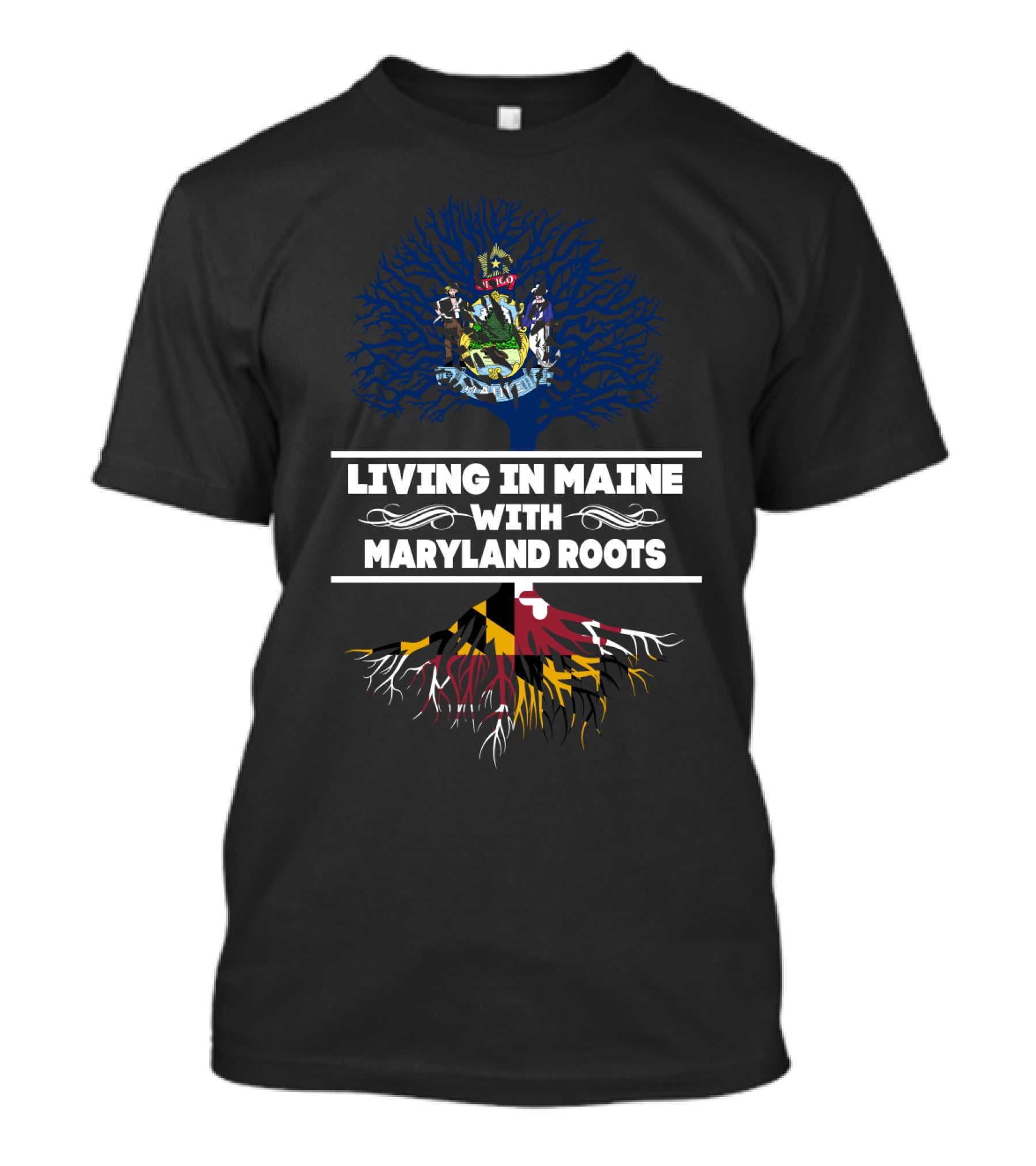 Maine State Pride Meets Maryland Heritage Tree T-Shirt