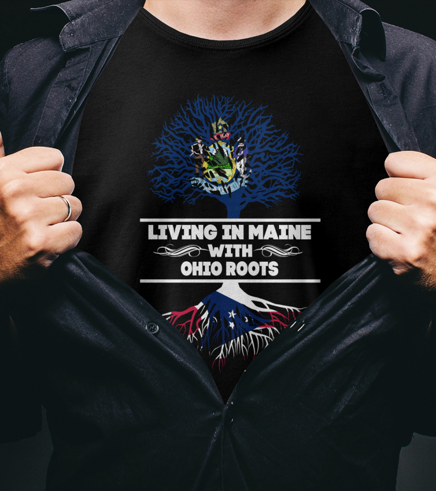 Maine Living Ohio Roots Tree With State Symbols T-Shirt