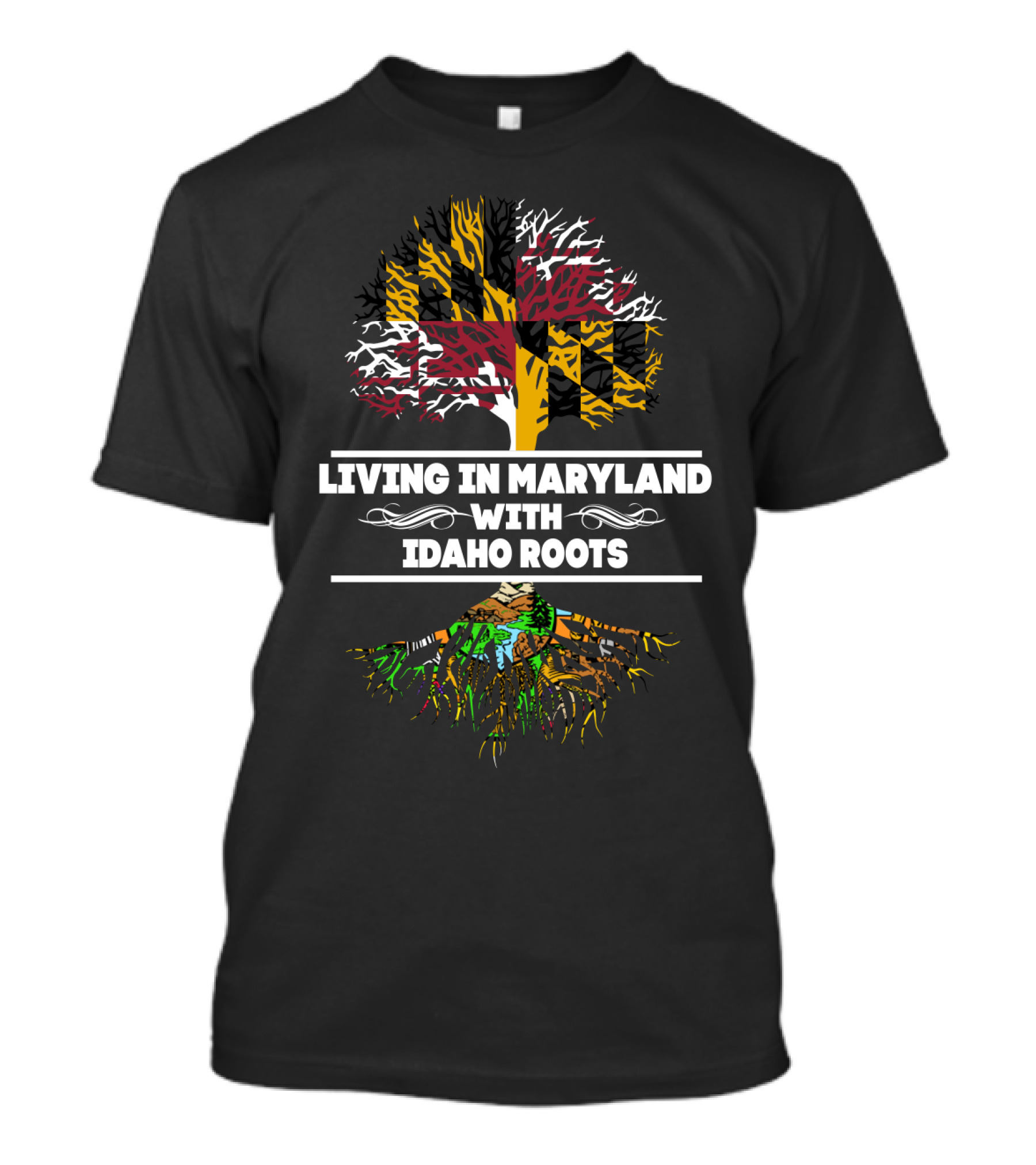 Maryland Pride And Idaho Heritage United In Bold Tree T-Shirt