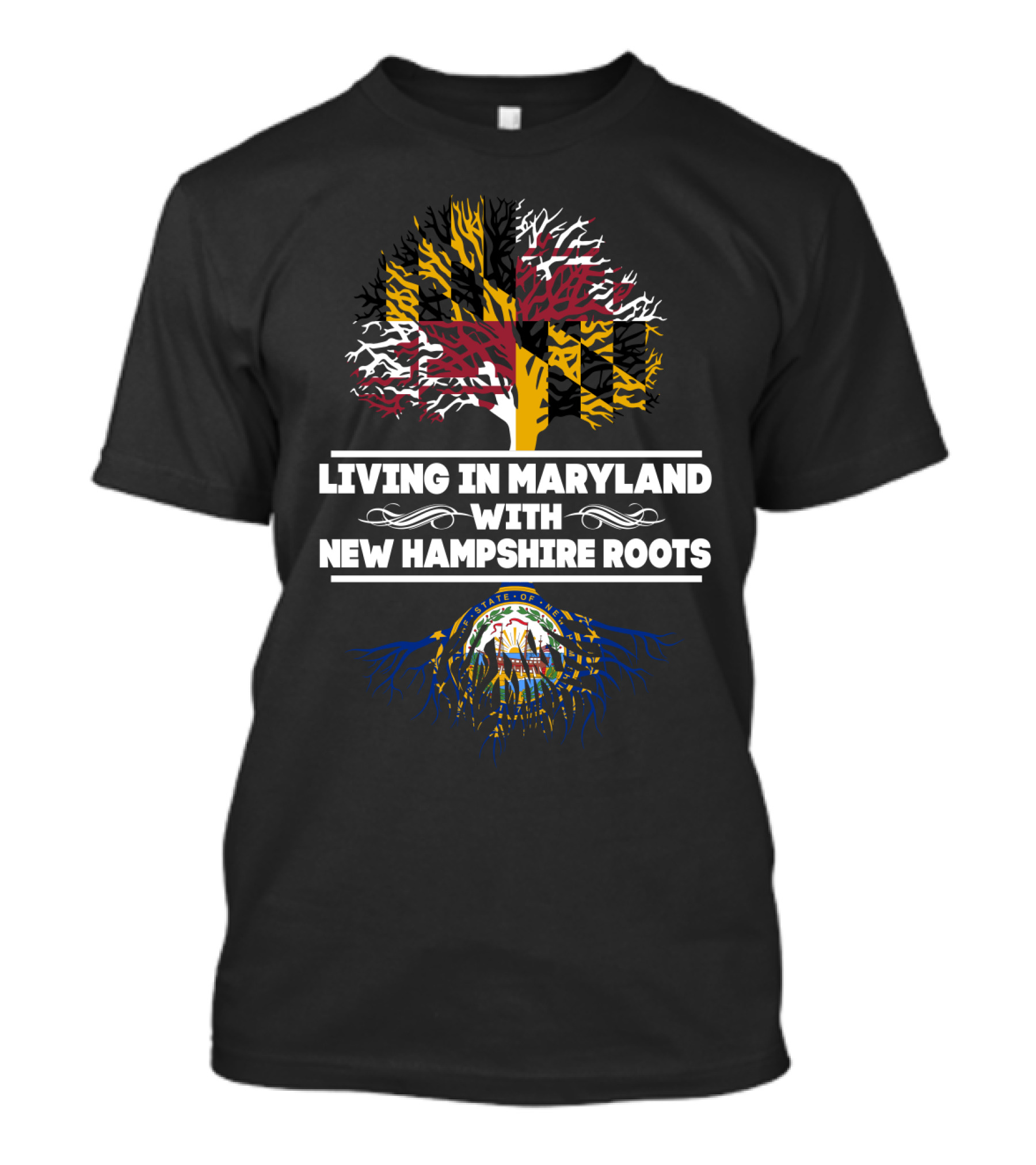 Maryland Tree With New Hampshire Roots And State Seal T-Shirt