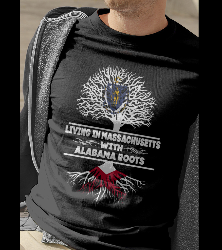 Massachusetts Living Embracing Alabama Heritage Tree T-Shirt