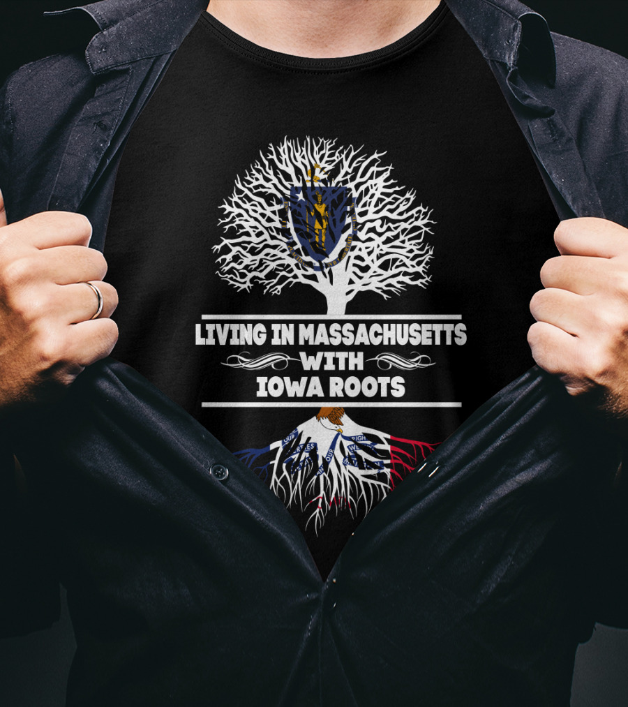 Massachusetts State Pride With Iowa Heritage Tree T-Shirt