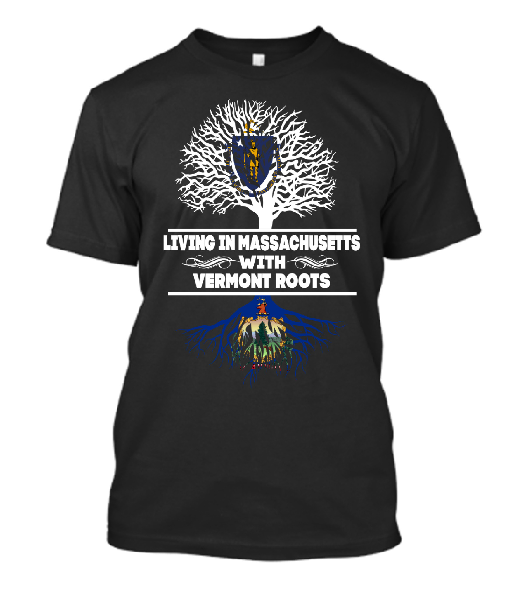 Massachusetts Pride Vermont Heritage Tree With State Symbols T-Shirt
