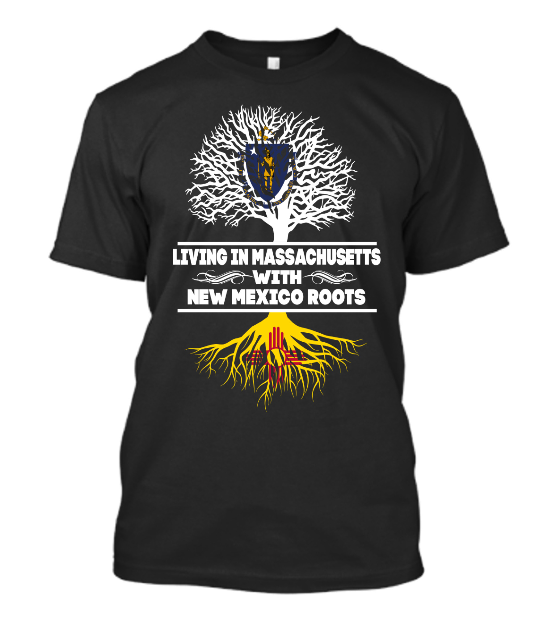 Discovering The Blend: Massachusetts Living With Deep New Mexico Roots Featuring State Symbols T-Shirt