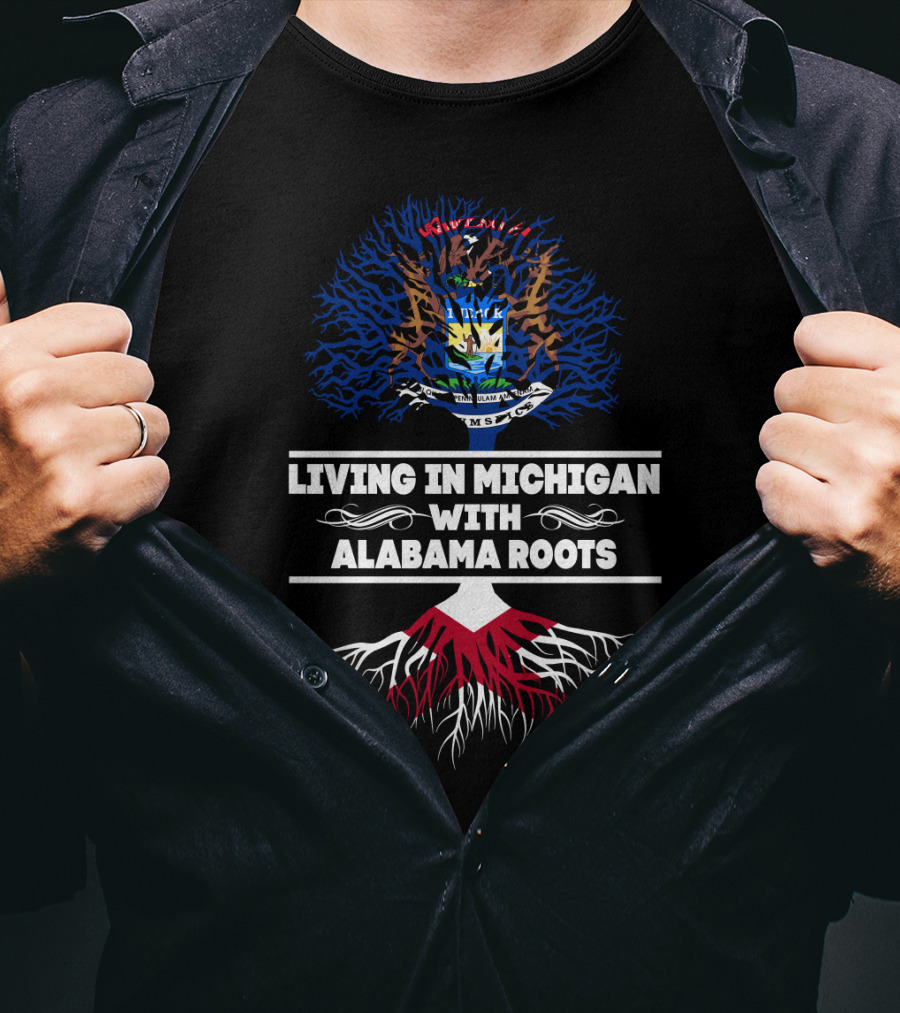 Michigan State Seal Emblem With Alabama Roots T-Shirt