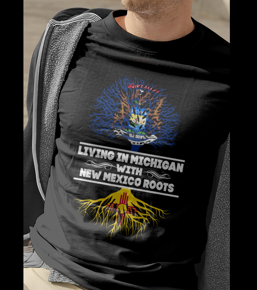 Michigan Life With New Mexico Zia Symbol Roots Heritage T-Shirt